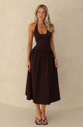 Hot Honey Haze Midi Dress Chocolate