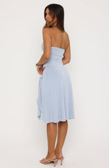 All Eyes Here Strapless Midi Dress Baby Blue