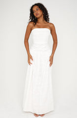 Bittersweet Babe Strapless Broderie Maxi Dress White