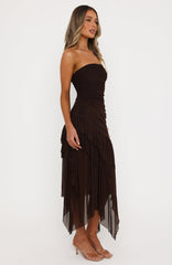 Venetian Dreams Strapless Midi Dress Chocolate